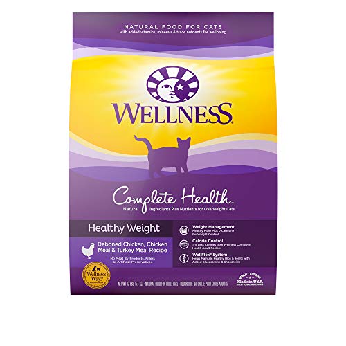 Wellness Complete Health Natural Dry Cat Food, Healthy Weight Chicken & Turkey Recipe, 12-Pound Bag