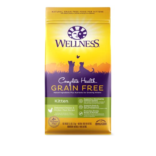 Wellness Natural Pet Food Complete Health Natural Grain Free Deboned Chicken & Chicken Meal Dry Kitten Food, 5.5 Pound...