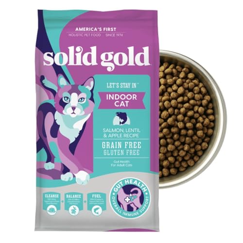 Solid Gold Indoor Dry Cat Food - Grain Free & Gluten Free - Salmon Cat Food Dry Kibble for Indoor Cats w/Probiotics &...