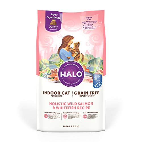 Halo Indoor Dry Cat Food, Grain Free, Wild Salmon & Whitefish, 6-Pound Bag