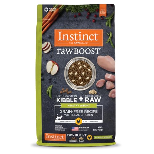 Instinct Raw Boost Healthy Weight, Natural Dry Cat Food with Freeze Dried Pieces, Grain Free Recipe - Real Chicken, 10...