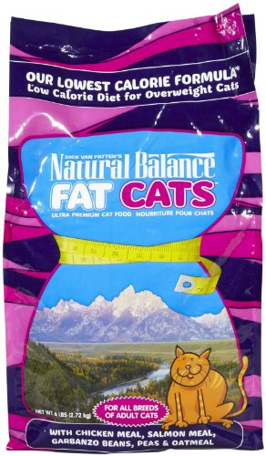 Natural Balance Fat Cats Low-Calorie Dry Cat Food for Overweight Adult Cats, Chicken Meal, Salmon Meal, Garbanzo Beans,...