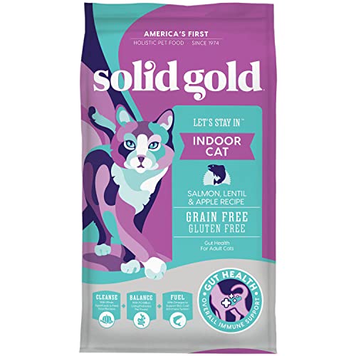 Solid Gold Let's Stay in - Dry Cat Food for Indoor Cats - Hairball & Sensitive Stomach Support - Grain & Gluten Free -...