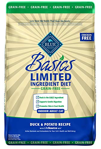 Blue Buffalo Basics Limited Ingredient Diet Grain Free, Natural Indoor Adult Dry Cat Food, Duck & Potato 11-lb