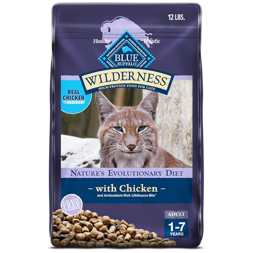 Blue Buffalo Wilderness Natural Adult Dry Cat Food, High-Protein and Grain-Free Diet, Supports Healthy Muscle...