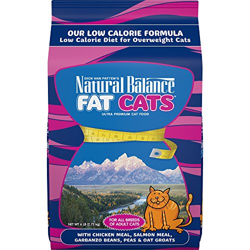Natural Balance Fat Cats Low-Calorie Dry Cat Food for Overweight Adult Cats, Chicken Meal, Salmon Meal, Garbanzo Beans,...